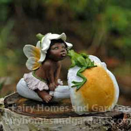 Ebony Fairy Baby Puckered Up to Kiss a Frog