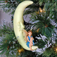 Fairy on a Crescent Moon Ornament - Front View