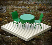 Fairy Garden Deck Shown with Green Cafe Table and Chairs
