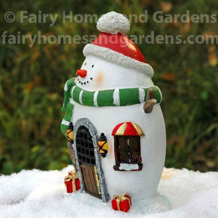 LED Snowman Fairy House - Side View