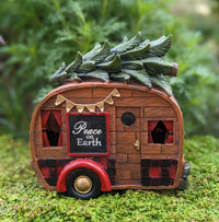 LED Vintage Wood Christmas Camper with Tree