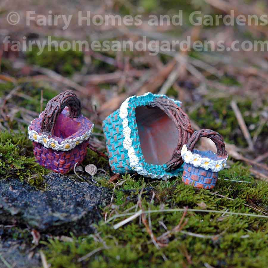 Miniature Daisy Flower Baskets - Set of Three