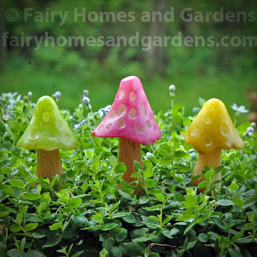 Miniature Glow-in-the-dark Mushrooms -Set of Three - Alternate View