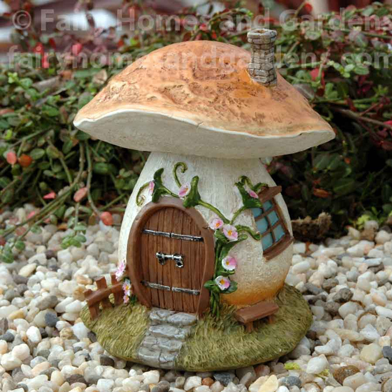 Miniature Mushroom Fairy House with Morning Glories