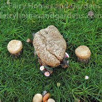 Miniature Stone Table and Stools - Overhead View