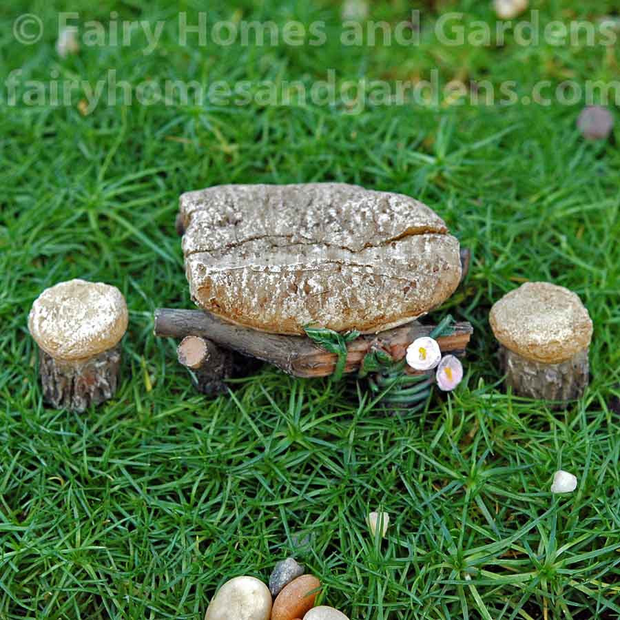Miniature Stone Table and Stools - Alternate View