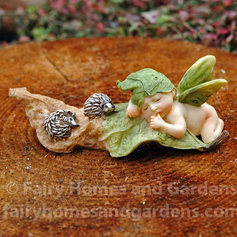Miniature Fairy Baby with Hedgehogs 