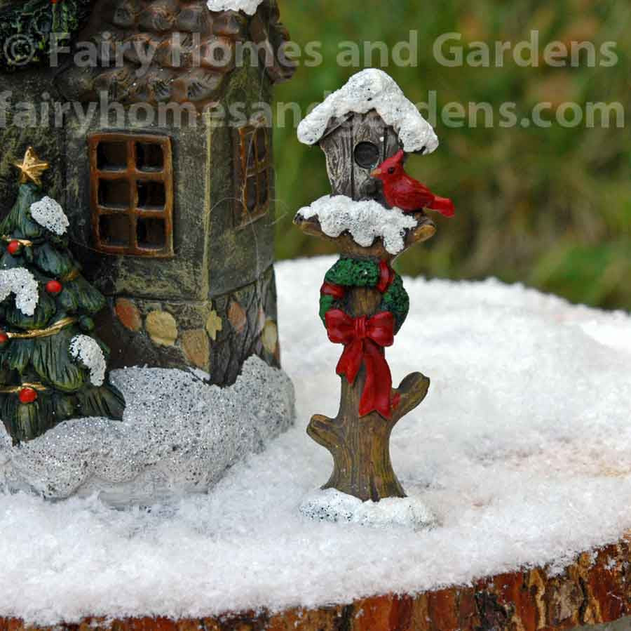Miniature Holiday Bird House shown with Holiday Pine House