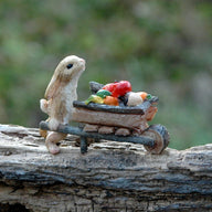 Miniature Rabbit Pushing Wheelbarrow Collectible