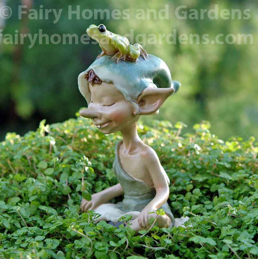 Pixie Meditating with Frog Figurine Alternate View
