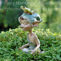Pixie Meditating with Frog Figurine Alternate View