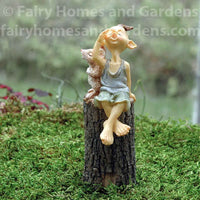 Pixie Singing with Mouse on a Tree Stump