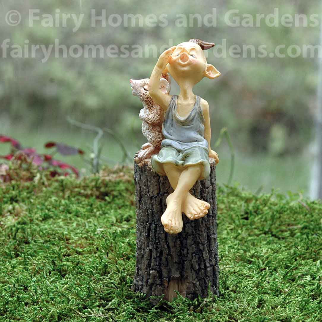 Pixie Singing with Mouse on a Tree Stump