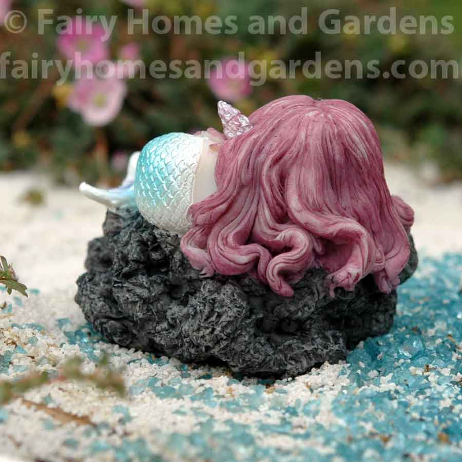 Sleeping Little Mermaid on Rock - Back View