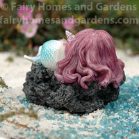 Sleeping Little Mermaid on Rock - Back View