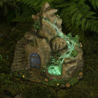 Woodland Knoll Glowing Waterfall shown at night