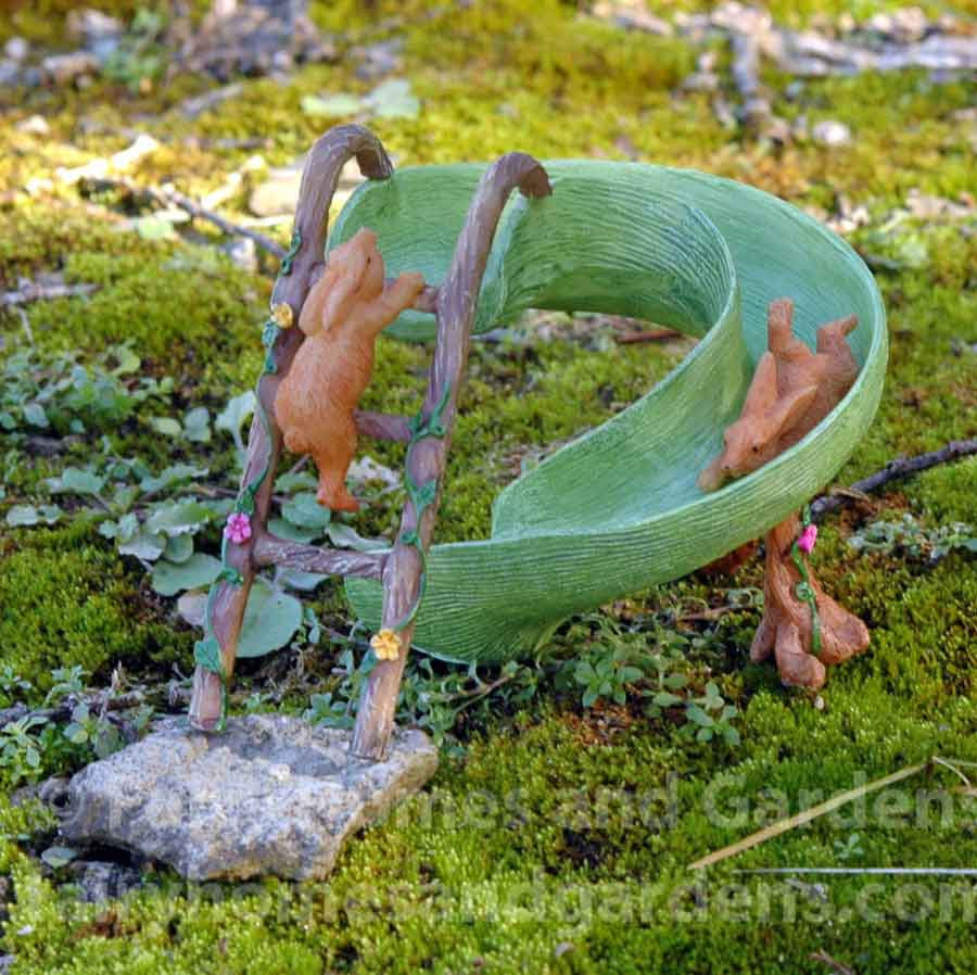 Woodland Knoll Fairy Garden Bunny Slide