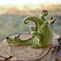 Miniature Green Dragon with Tiny Ladybug