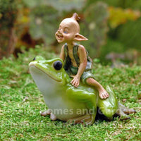 Miniature Pixie Traveling on a Frog