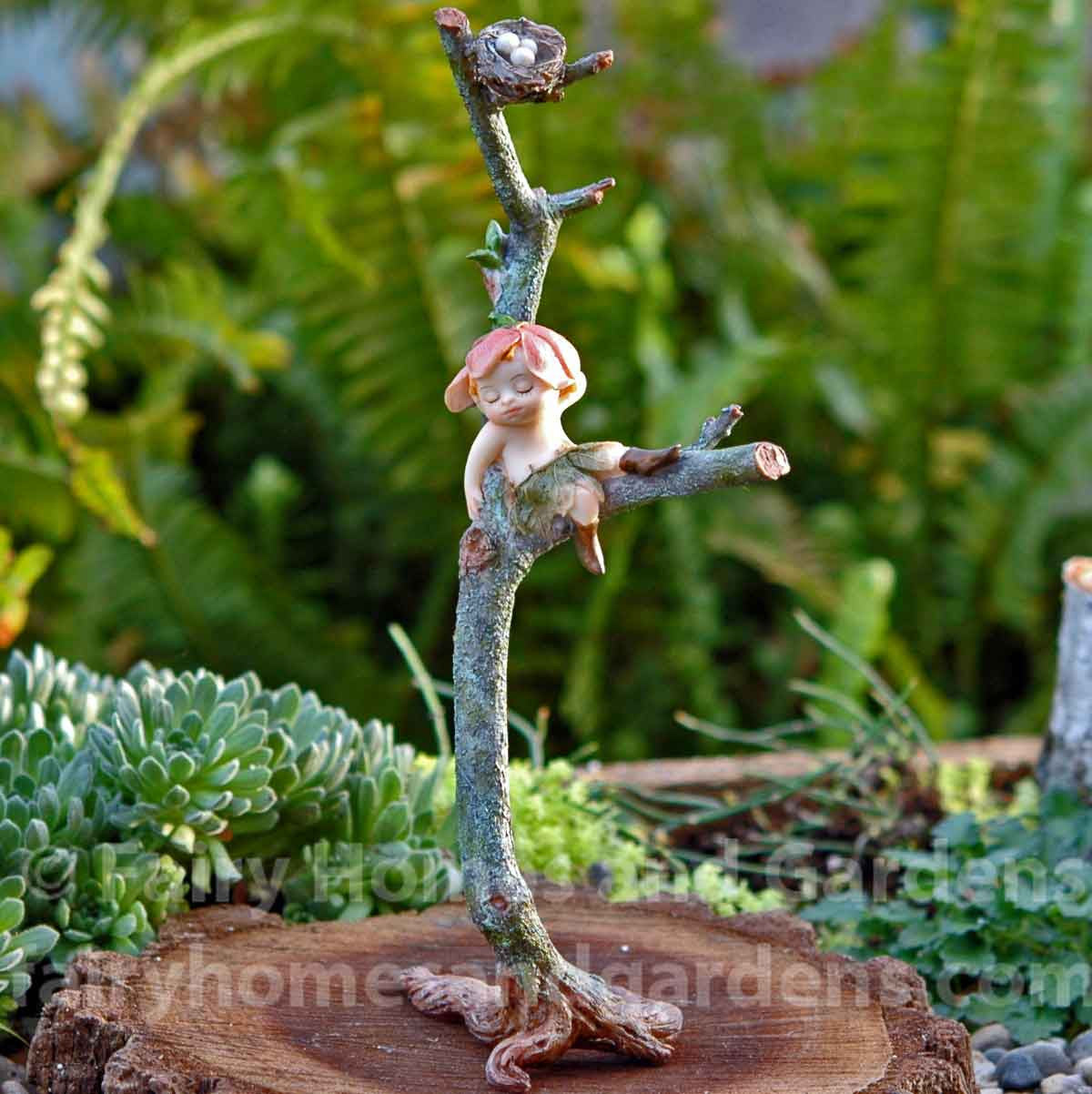 Sprite in Branch with Bird Nest