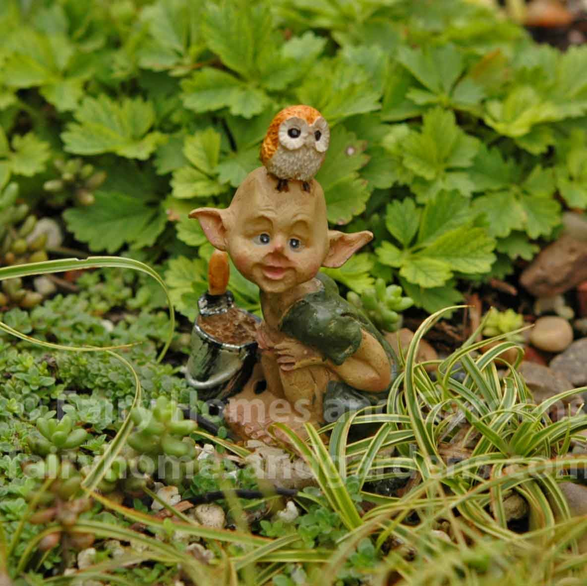 Gardening Pixie with Owl
