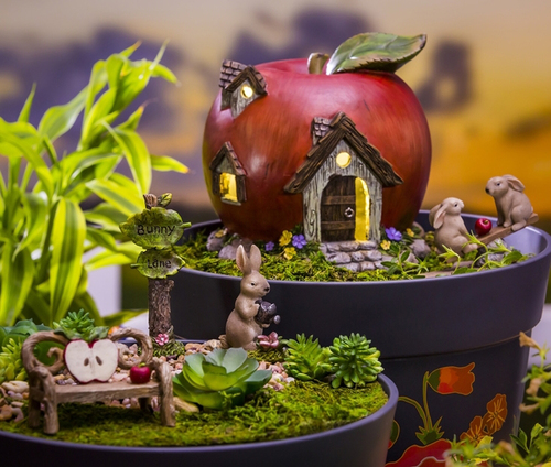 apple miniature garden set