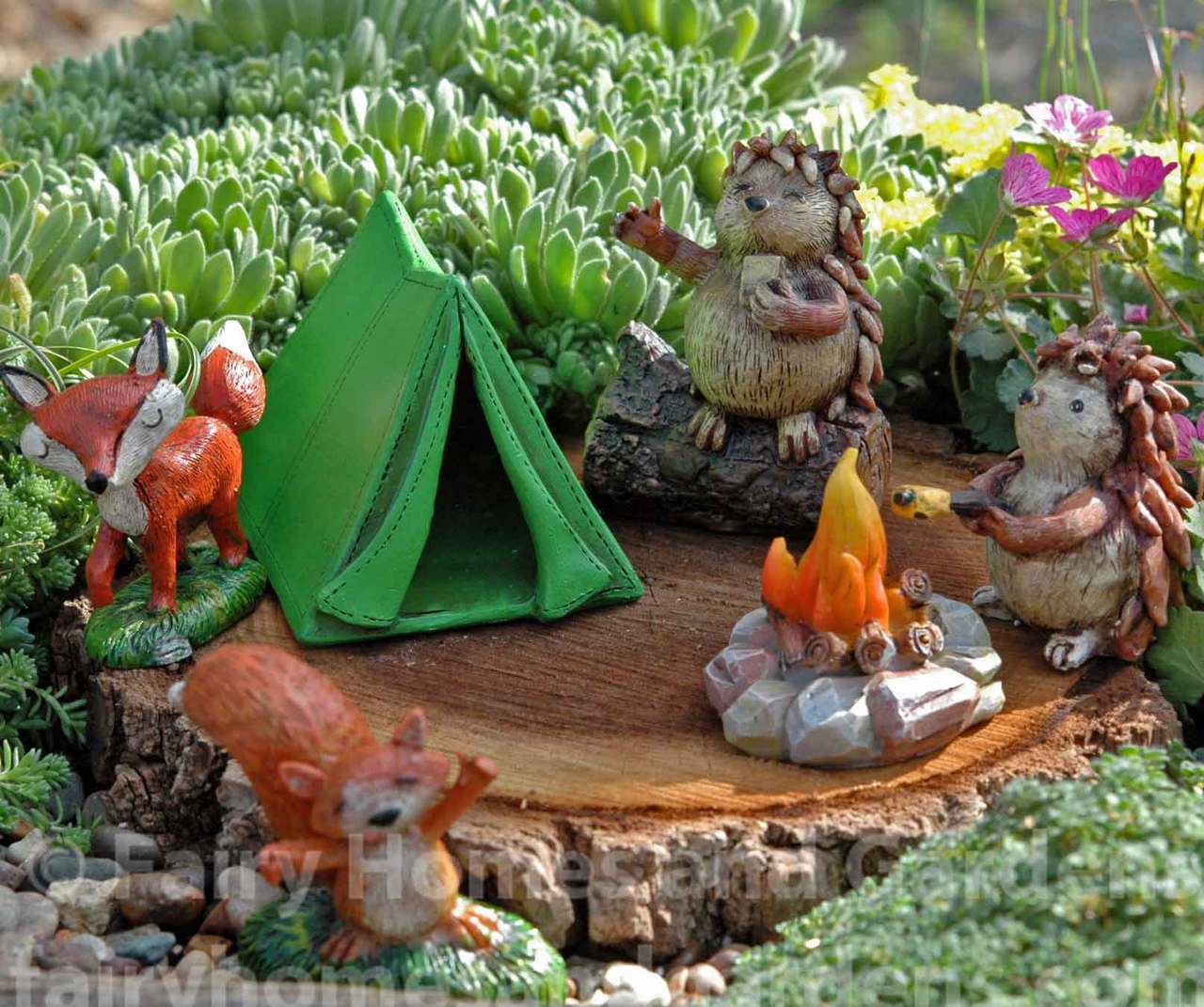 camping critters fairy garden set