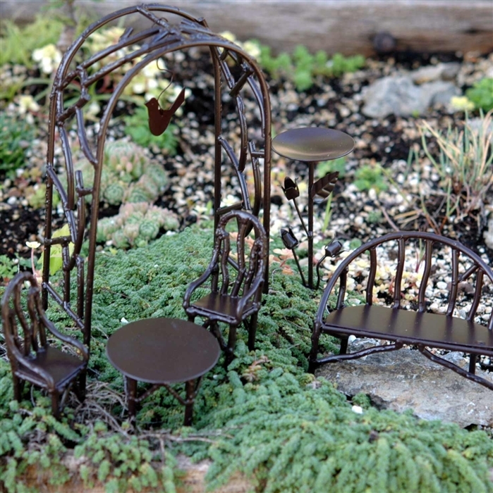 wildewood fairy garden bench and set